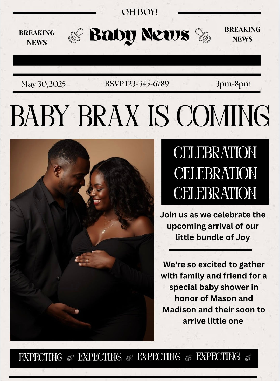 Editable Baby Shower Invitation – Canva Template-