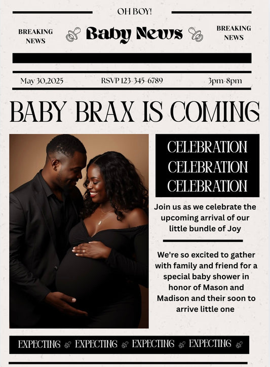 Editable Baby Shower Invitation – Canva Template-